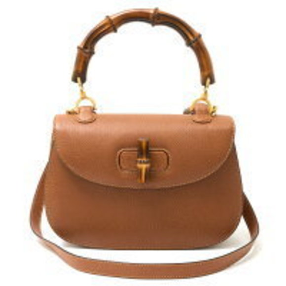 Gucci Bamboo Hand Shoulder Bag Brown Leather - Picture 1 of 7